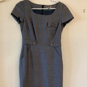 Grey tweed sheath dress - size 4 (8UK)